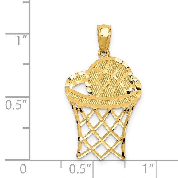 14k Yellow Gold Sports Yellow Gold Genuine Sports Basketball Necklace Pendant - Picture 5 of 5